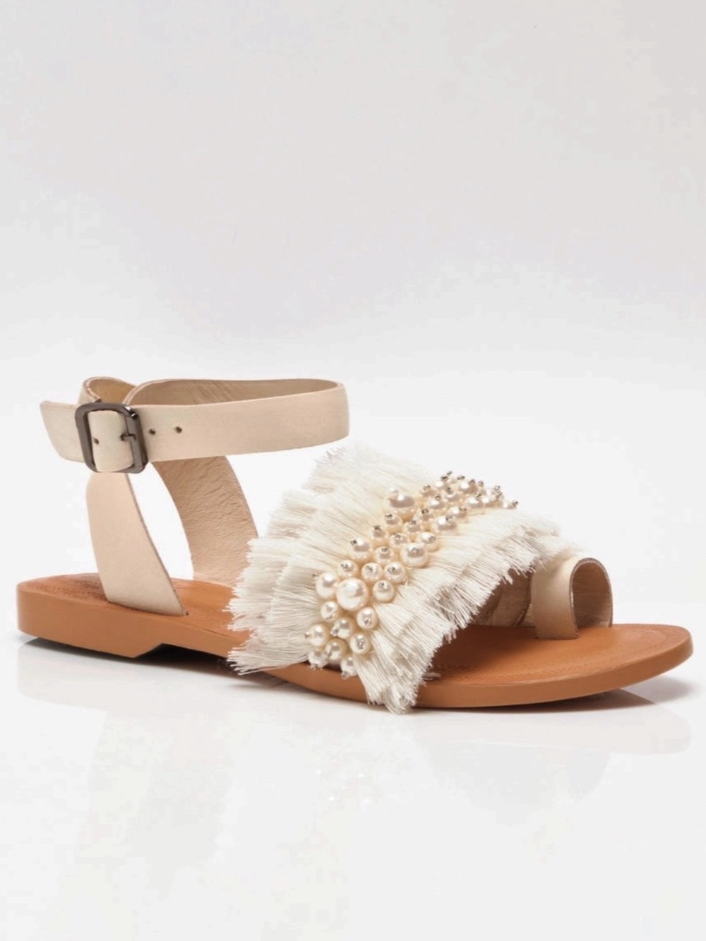 {Free People} Sun Peaks Beaded Fringe Embellished Sandals